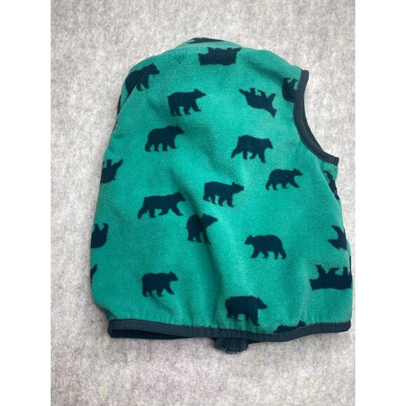 Carters green & blue bear patterned fleece zip up vest w pockets size 12 months - Picture 2 of 3